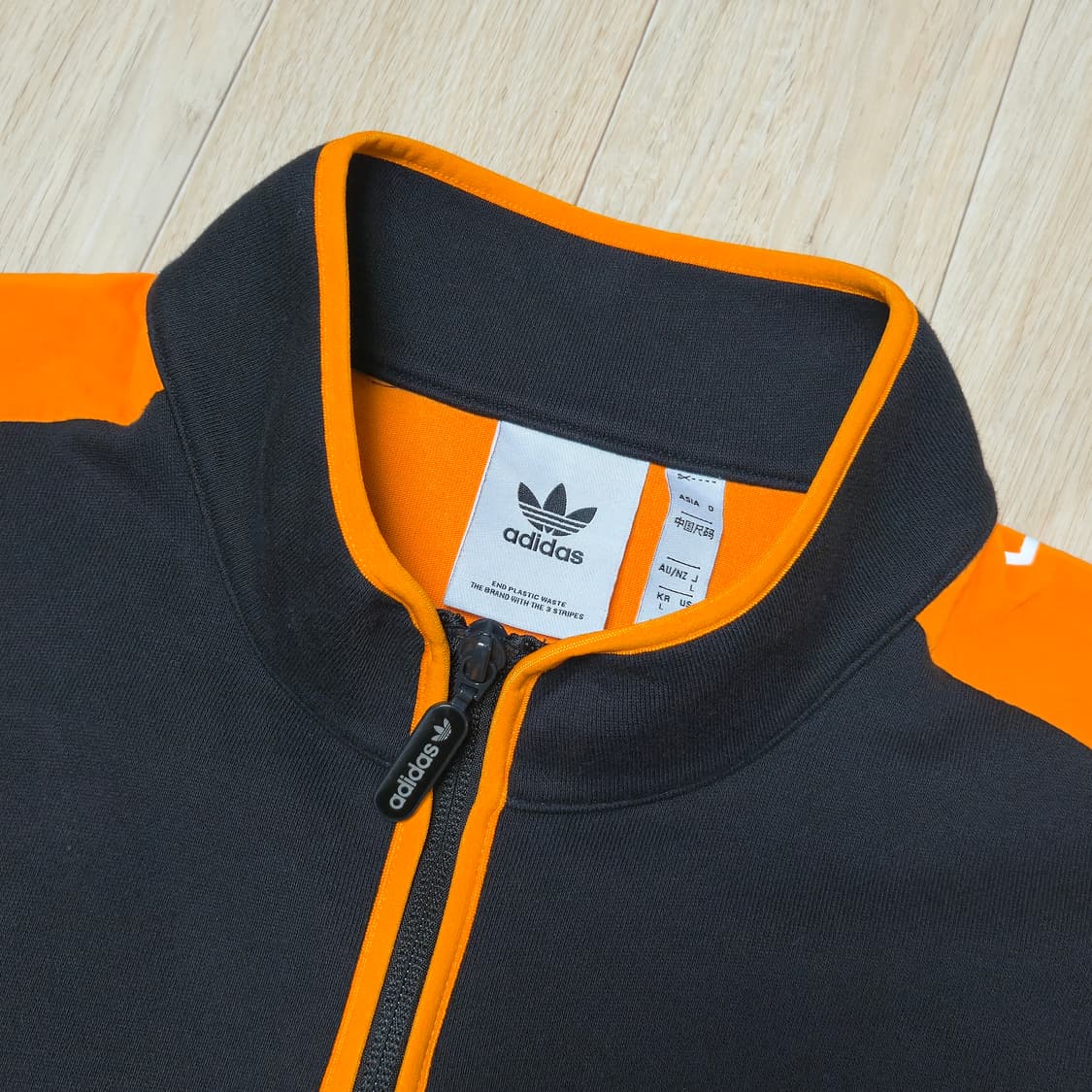L)아디다스 우븐 코튼 하프집업 블랙/오렌지 상품이미지3