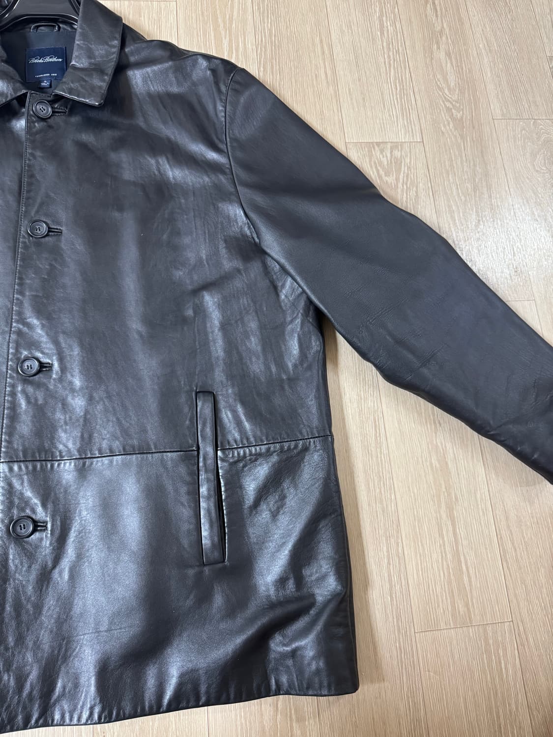 XL 브룩스브라더스 레더 카코트 블랙 가죽 자켓 상품이미지4