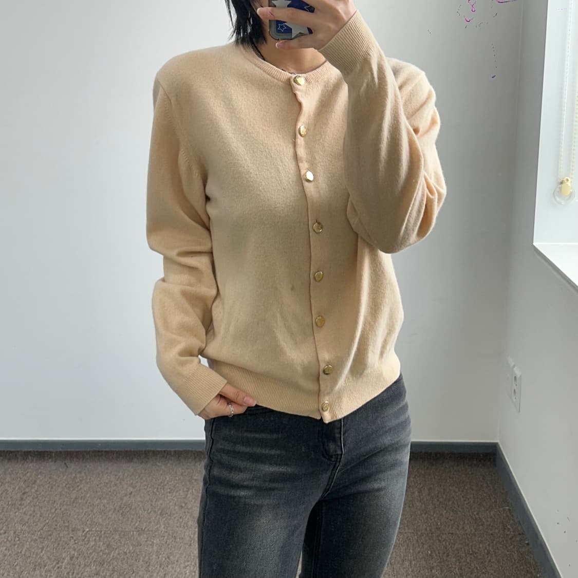 Burberrys 버버리 금장로고 버튼 코랄베이지 니트 가디건 상품이미지2