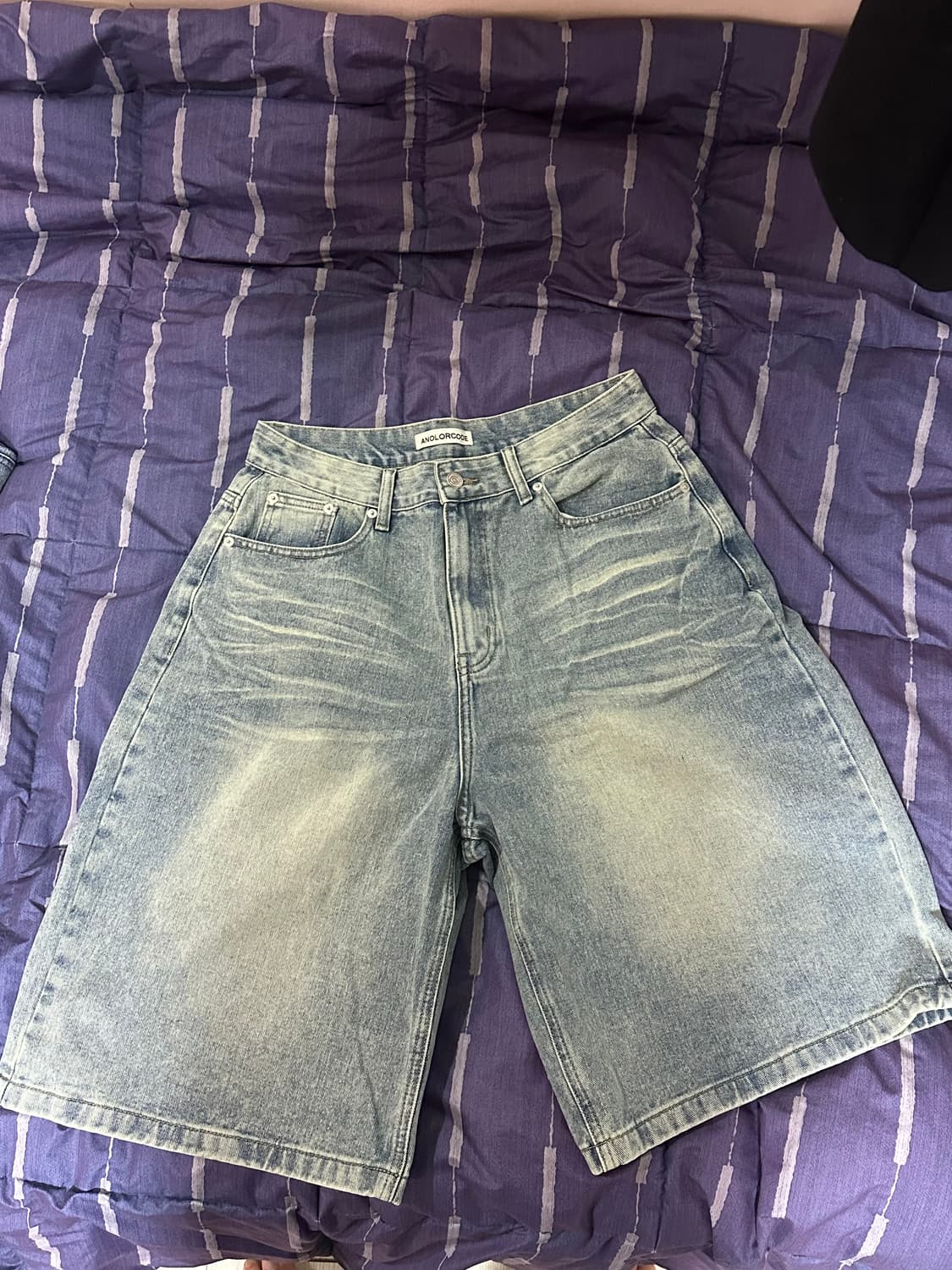 [택 제거 새상품] 어널러코드 페이드 버뮤다 데님 팬츠 (미디엄 블루,  상품이미지10