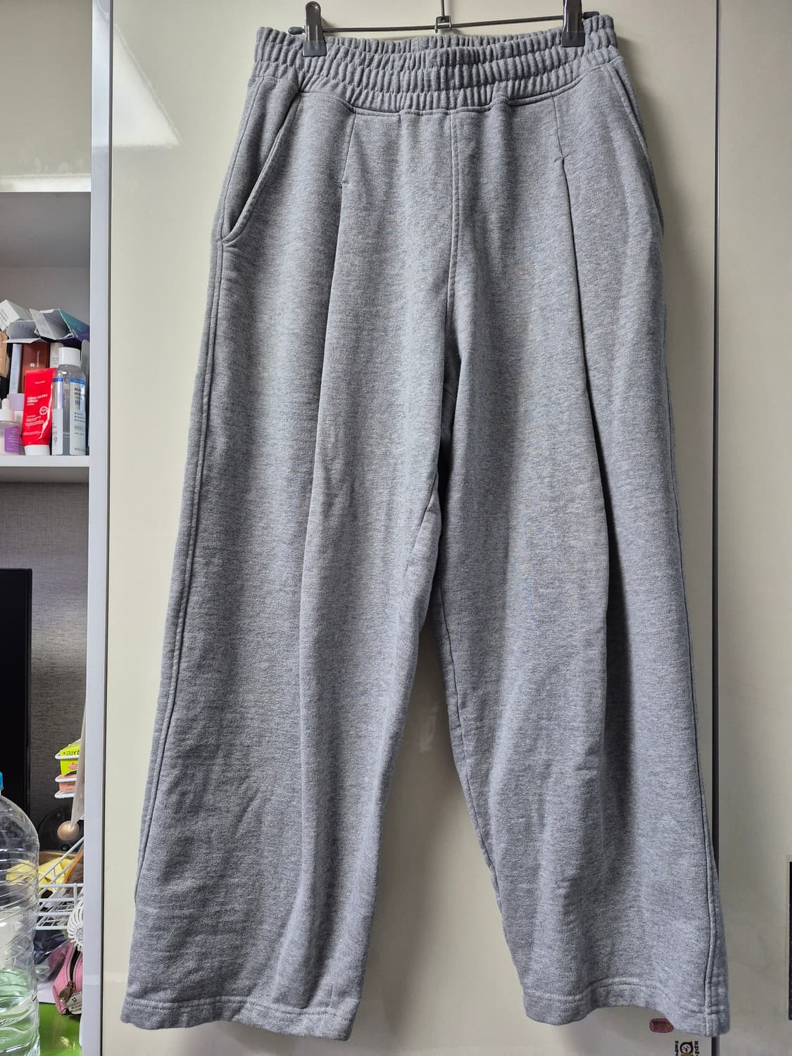 자바나스_원턱 와이드 헤비 스웨트 팬츠_메란지 그레이 상품이미지3
