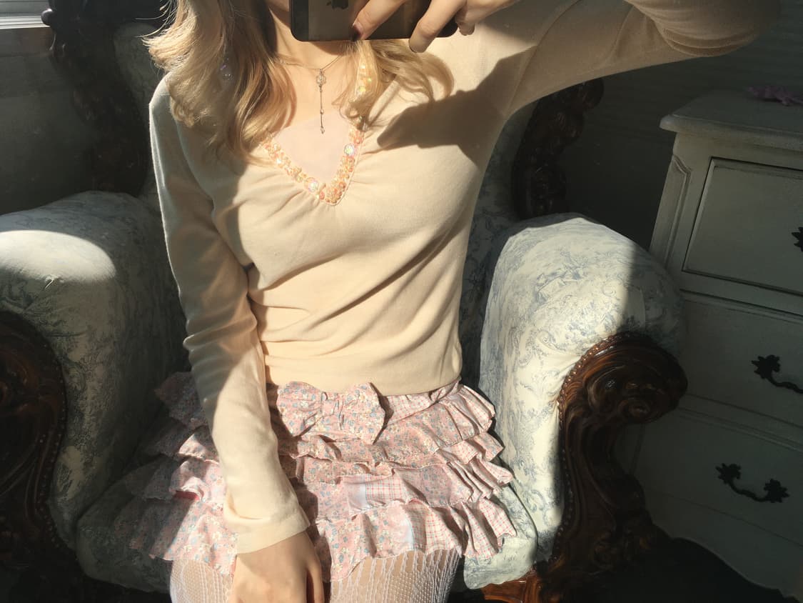 jpn vintage fairy pink beads top 상품이미지4