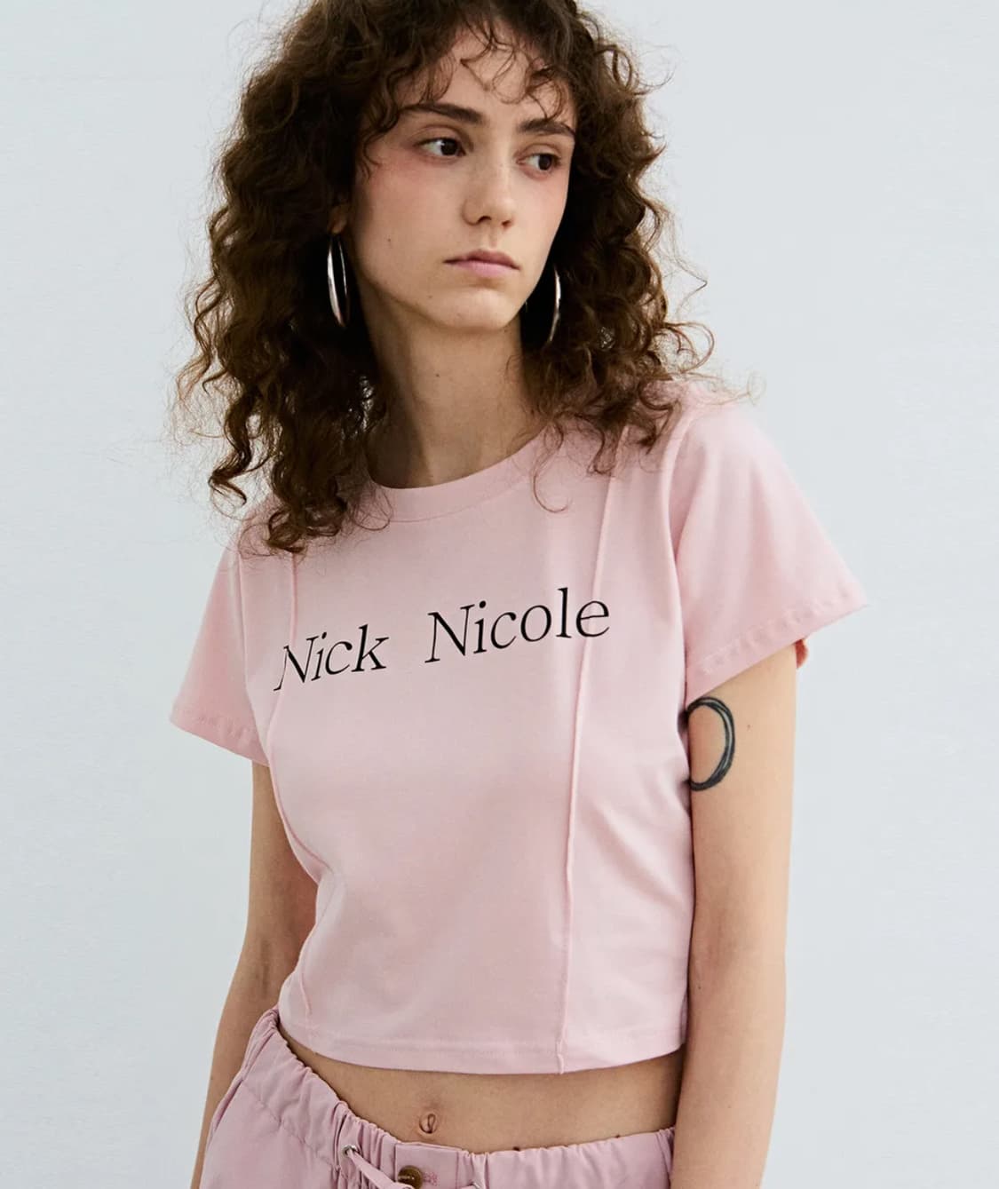 닉앤니콜 핀턱 크롭티 핑크 PINTUCK CROP TEE PINK 상품이미지2