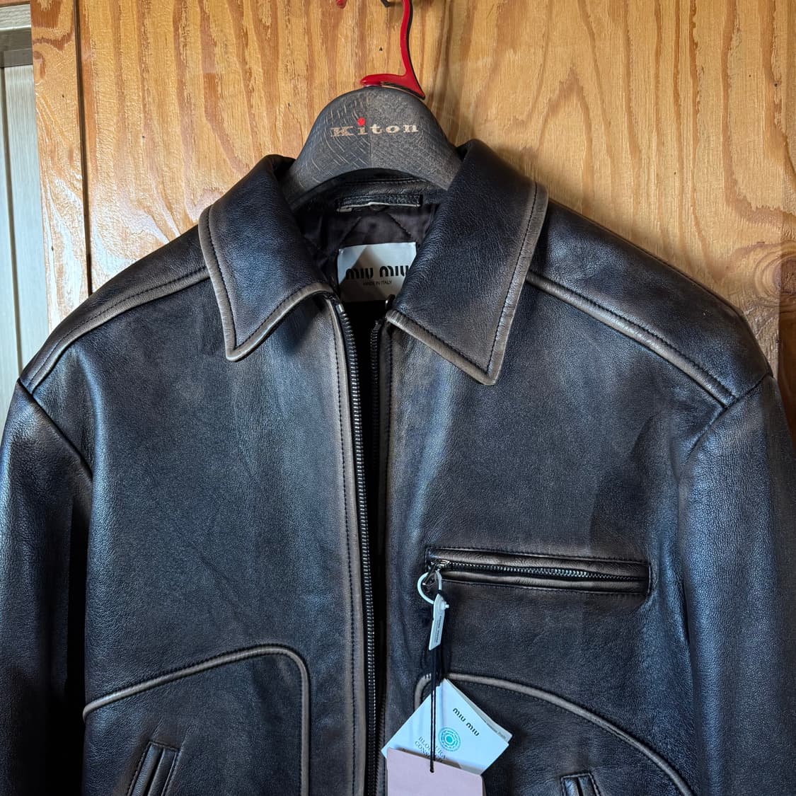 미우미우 나파 레더 시어링 가죽 자켓 상품이미지4