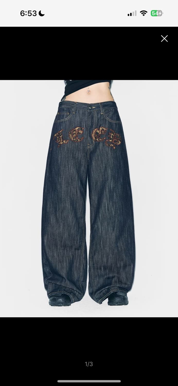 Yeel 레오파드 데님 팬츠 상품이미지1