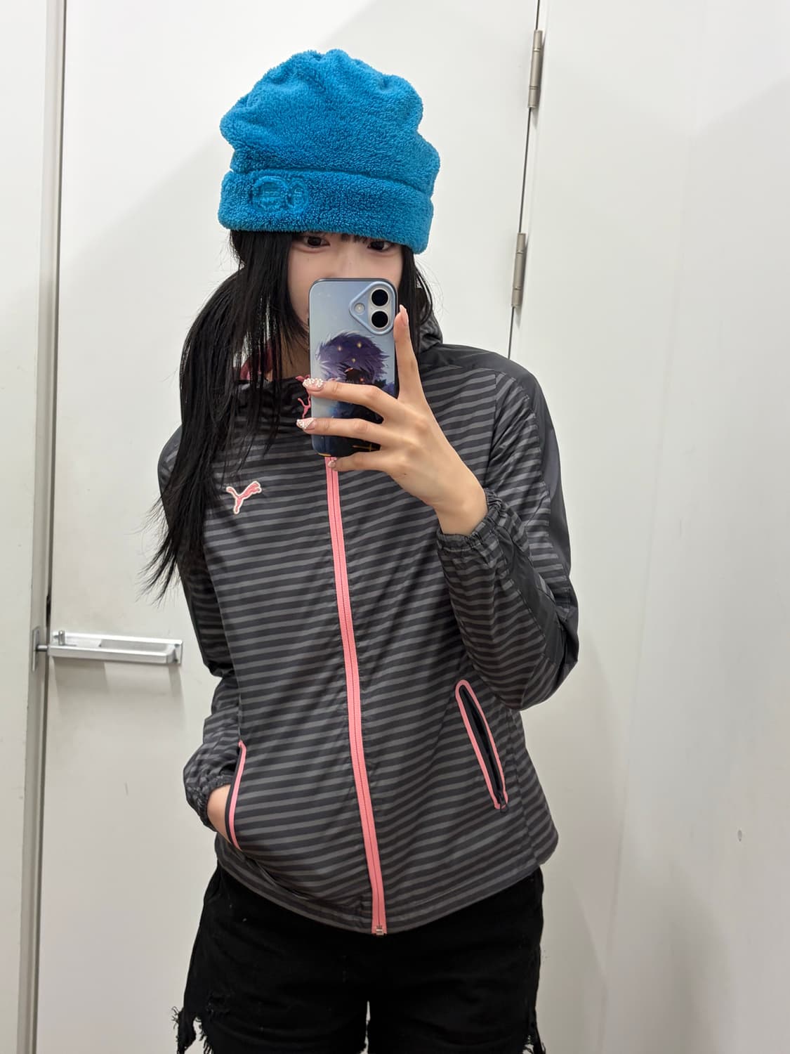 푸마 핑크로고 스트라이프 바람막이 상품이미지3