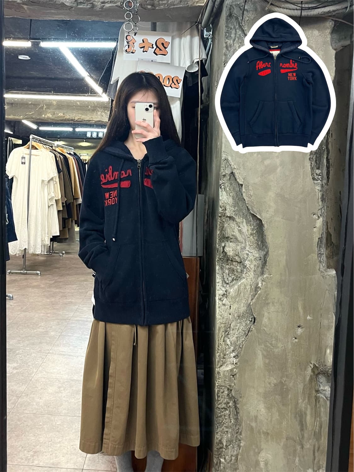 아베크롬비 기모 후드집업 네이비 M #csz3933 상품이미지1