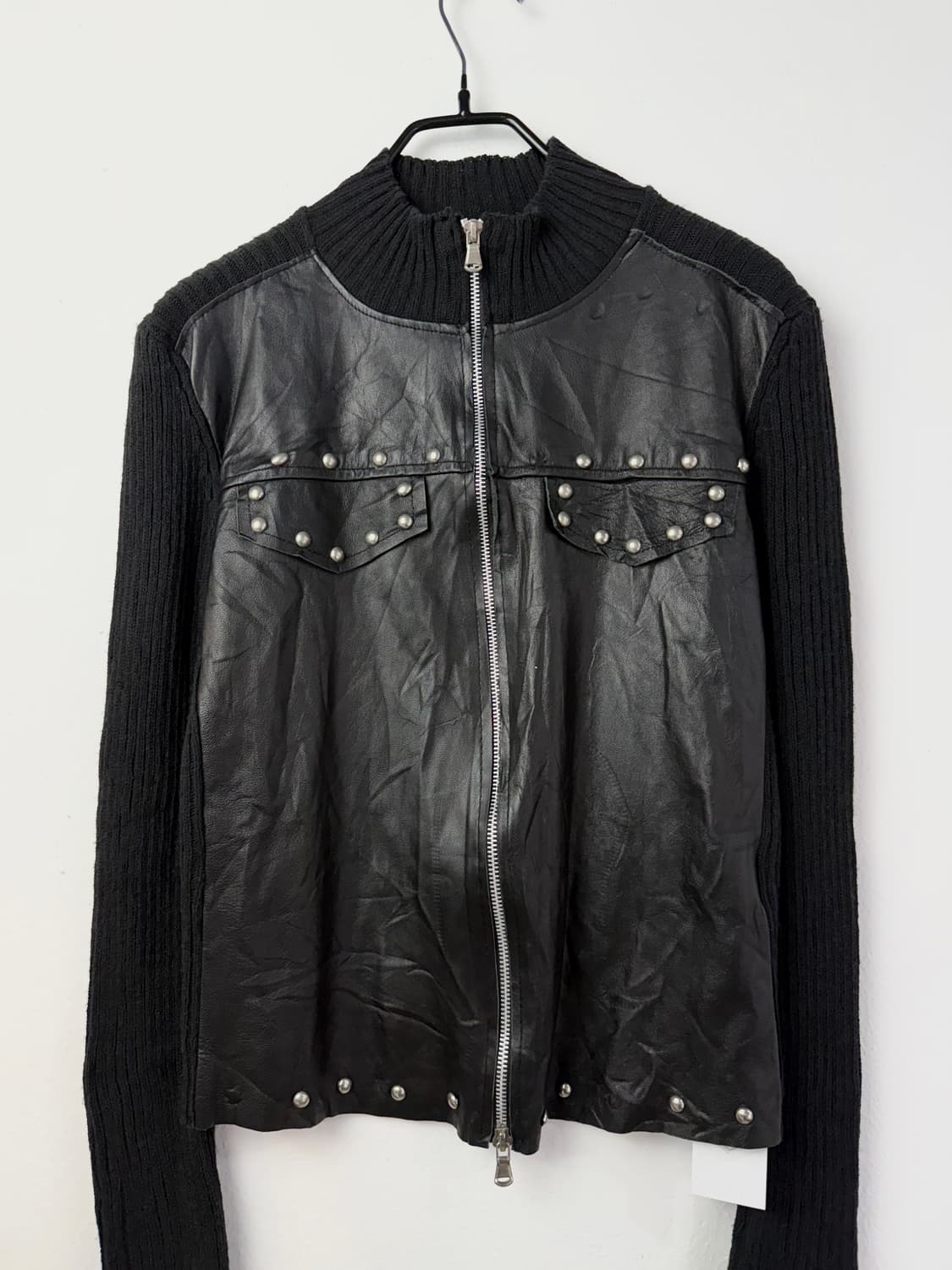 SFIZIO ITALY 스터드 트리밍 하이브리드 니트 자켓 상품이미지2