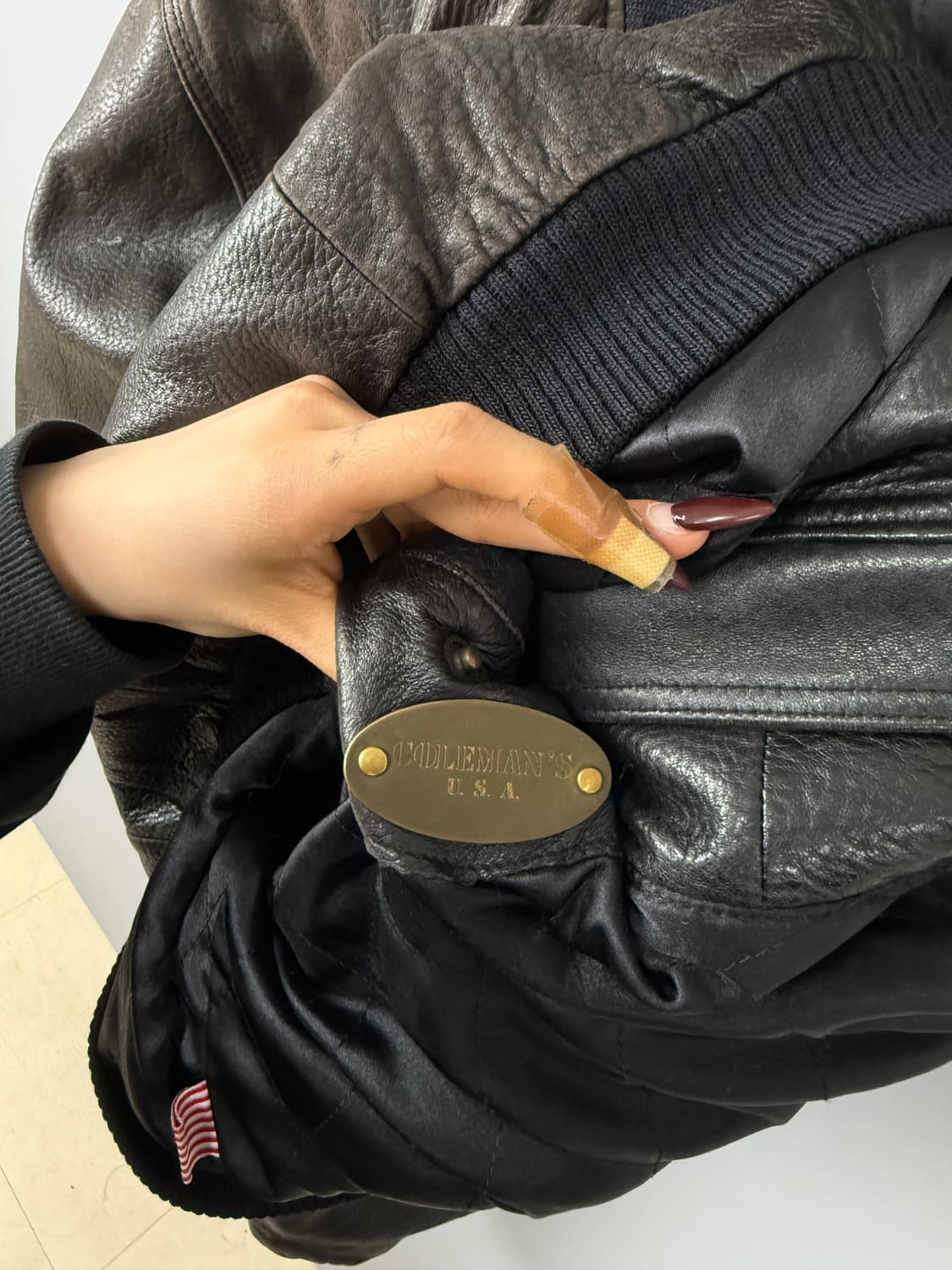 콜맨USA 80s 빈티지 양가죽 워싱 레더 자켓 브라운 E24 상품이미지5