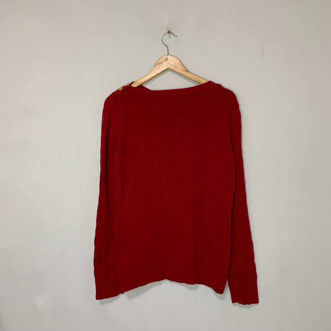 로렌 랄프로렌 케이블 버튼 니트 스웨터 레드 빈티지 XL 상품이미지6