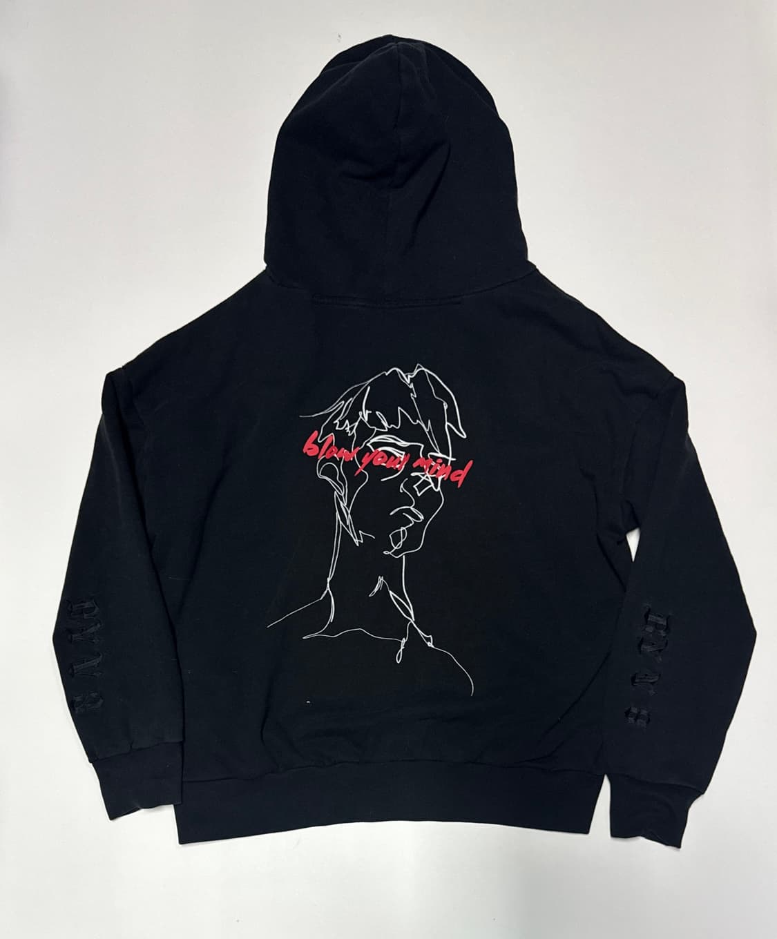 바이브레이트 뒷 프린팅 빈티지 오버핏 후드티 블랙 상품이미지1