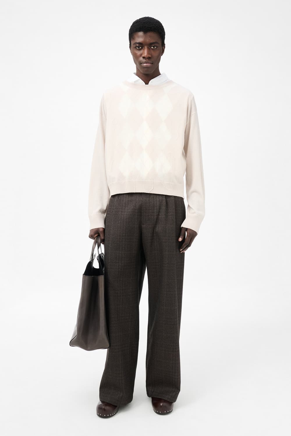 [46,48,50]아워레가시 25fw SONAR 아가일 니트/핑크 상품이미지4