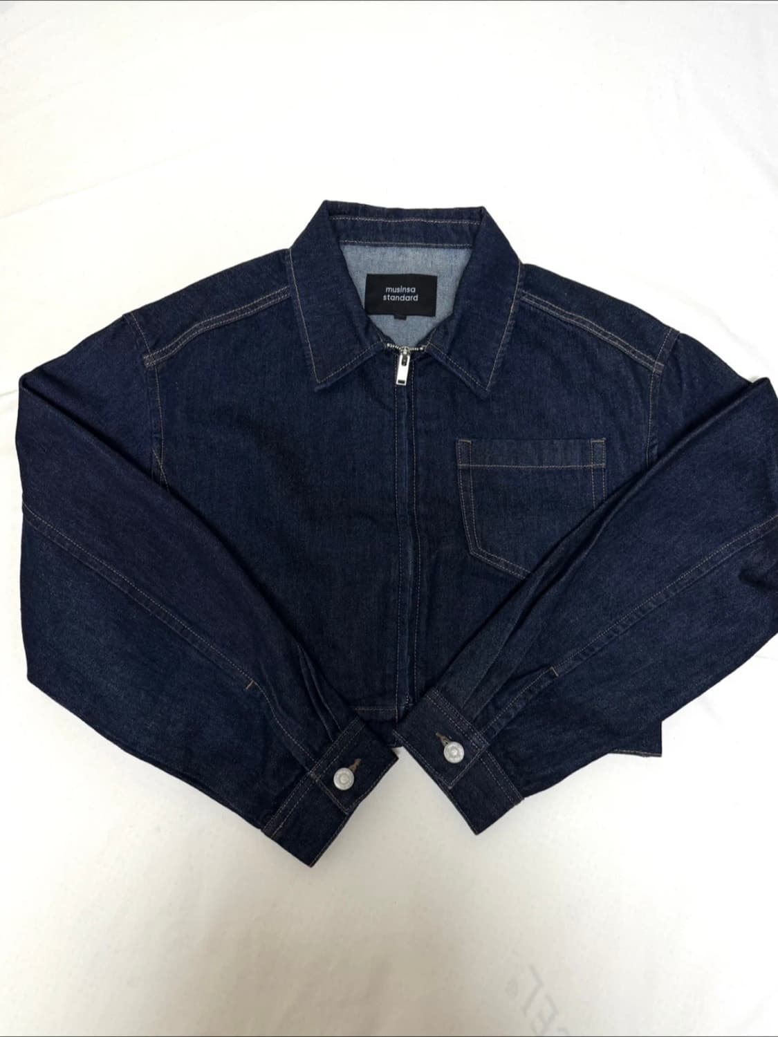 무신사 우먼즈 릴렉스드 크롭 데님 집업 재킷 [딥 인디고] s 상품이미지6