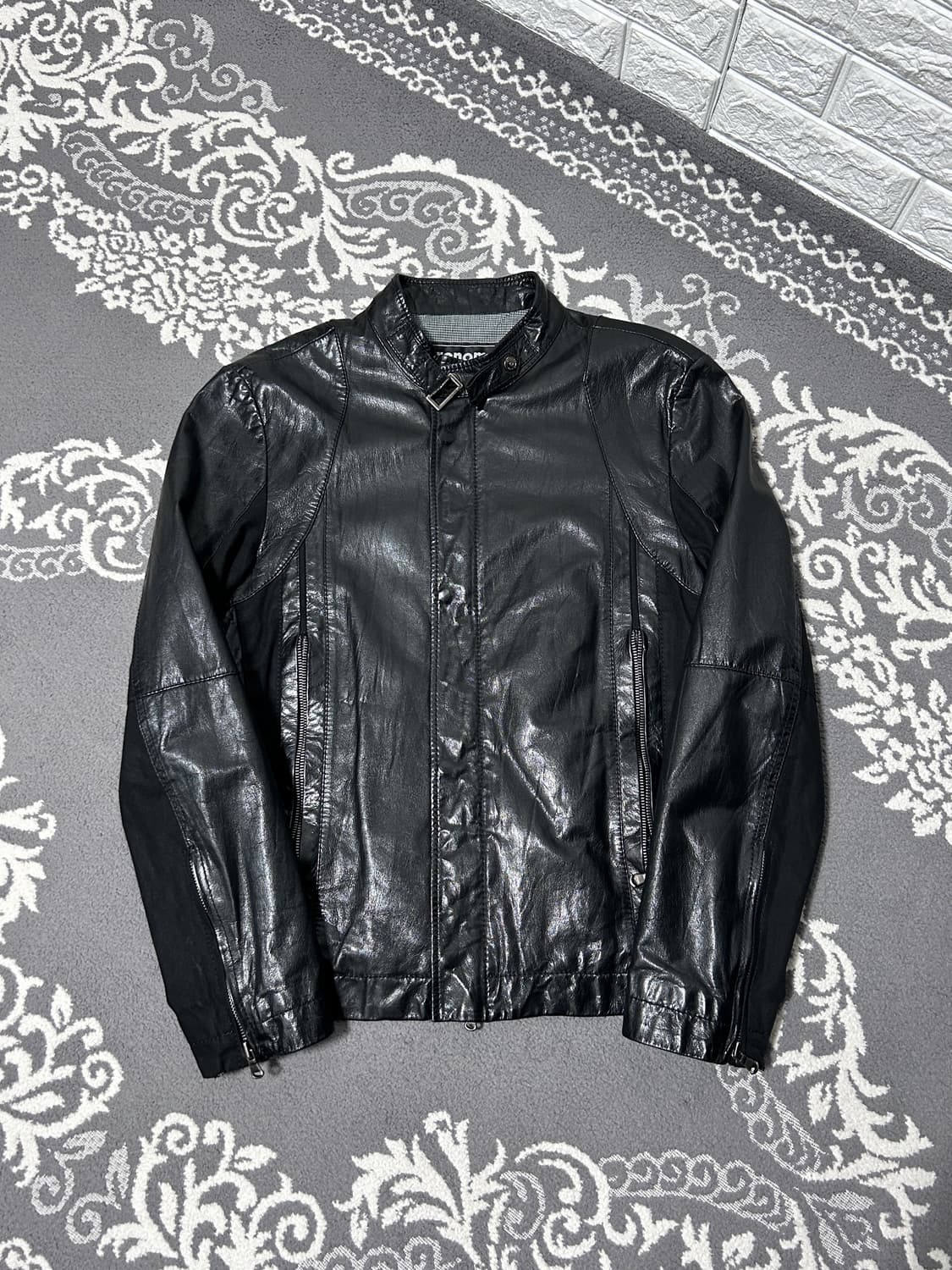 래노마 믹스드 판넬 램스킨 자켓 상품이미지4