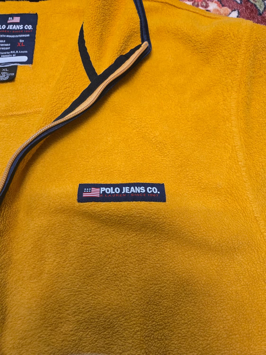 90s 폴로진스 하프집업 후리스 머스타드 XL 상품이미지4