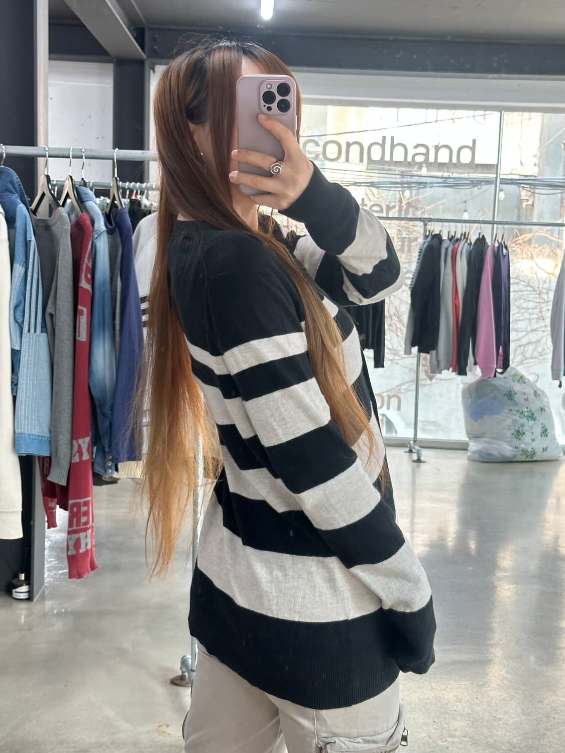 갭 Y2k 스트라이프 버튼 가디건 상품이미지4