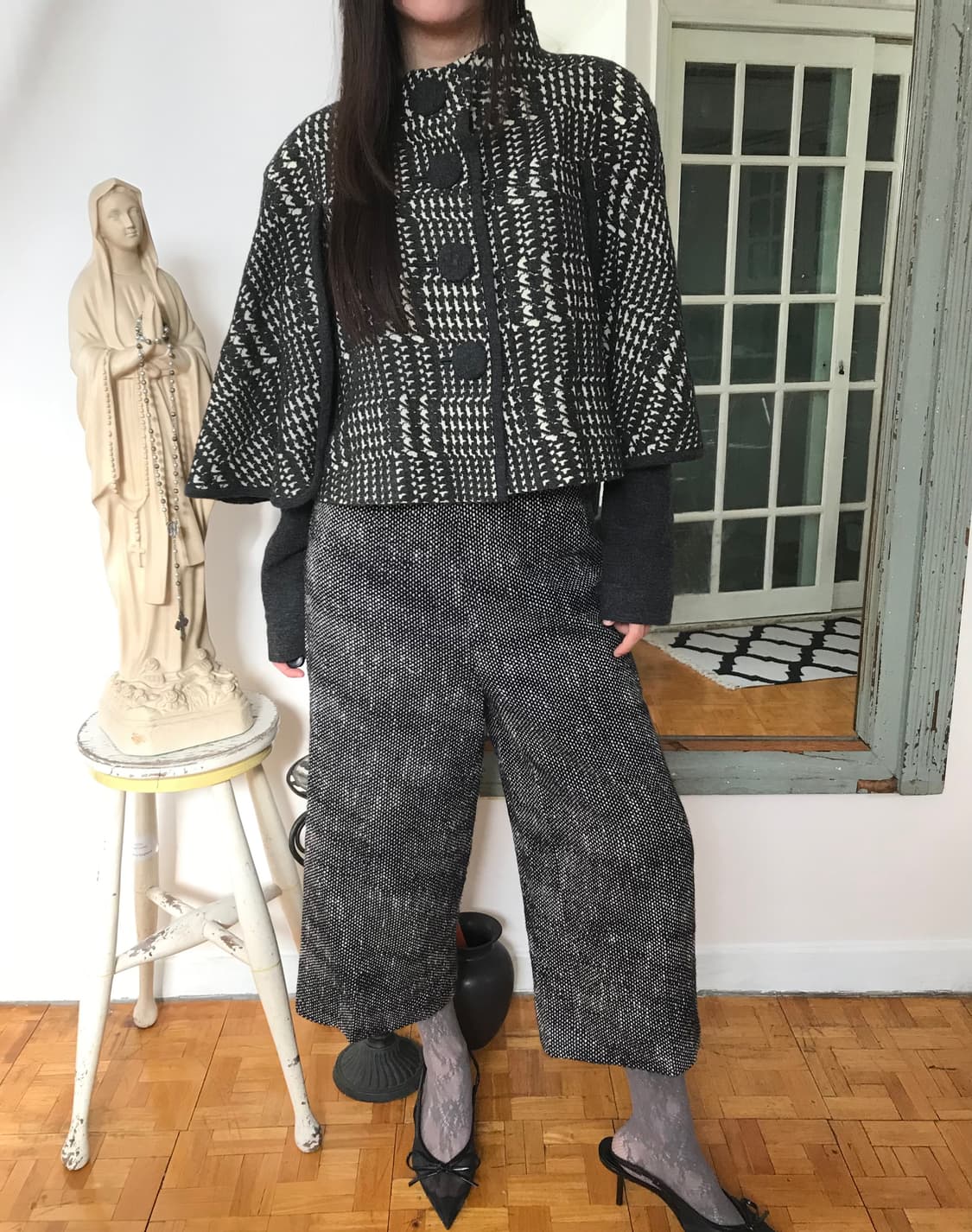 vintage pattern wool cape jacket 상품이미지2