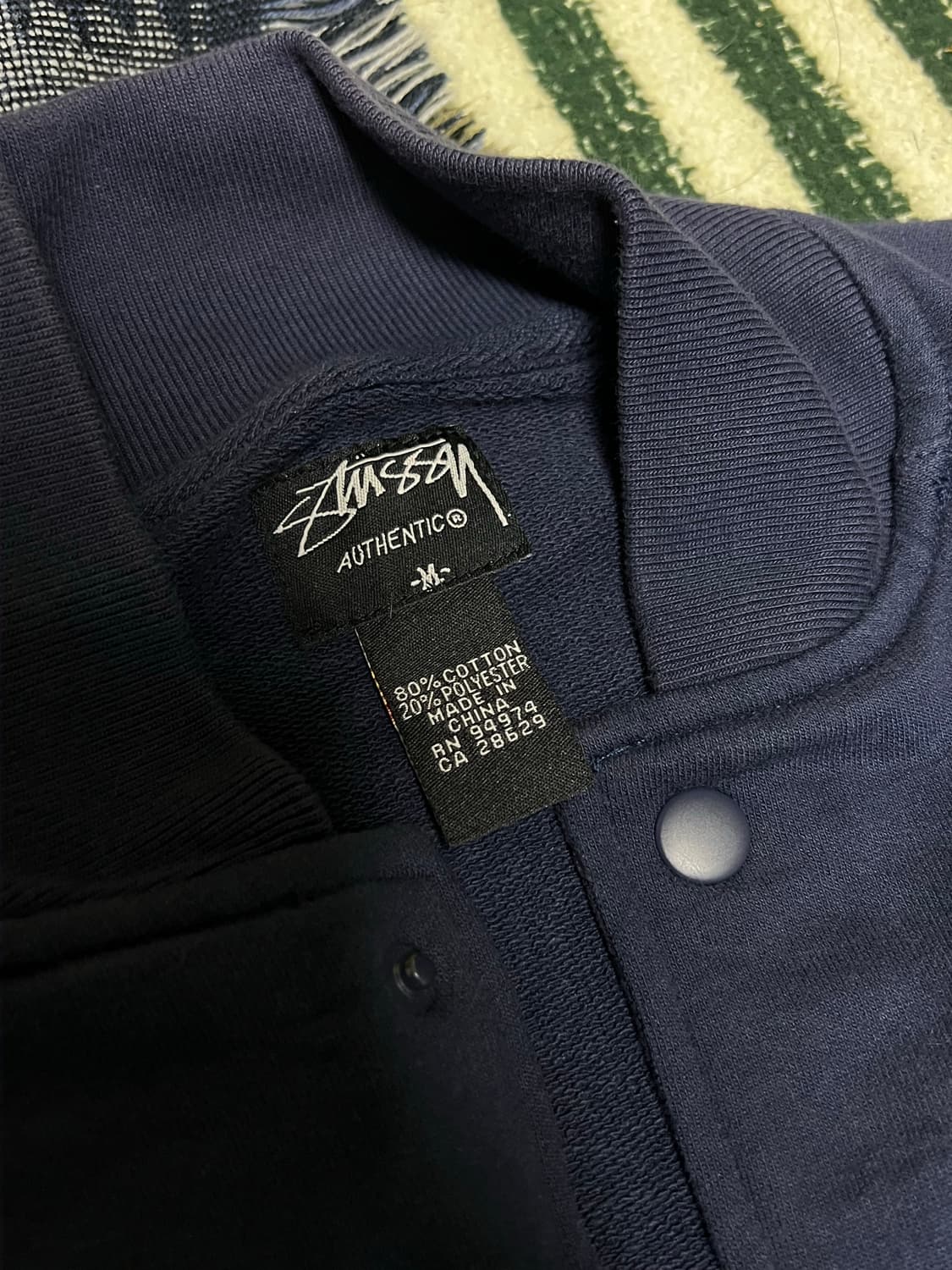 Stussy Skull Patch 스웨트 스타디움 재킷 네이비 상품이미지5
