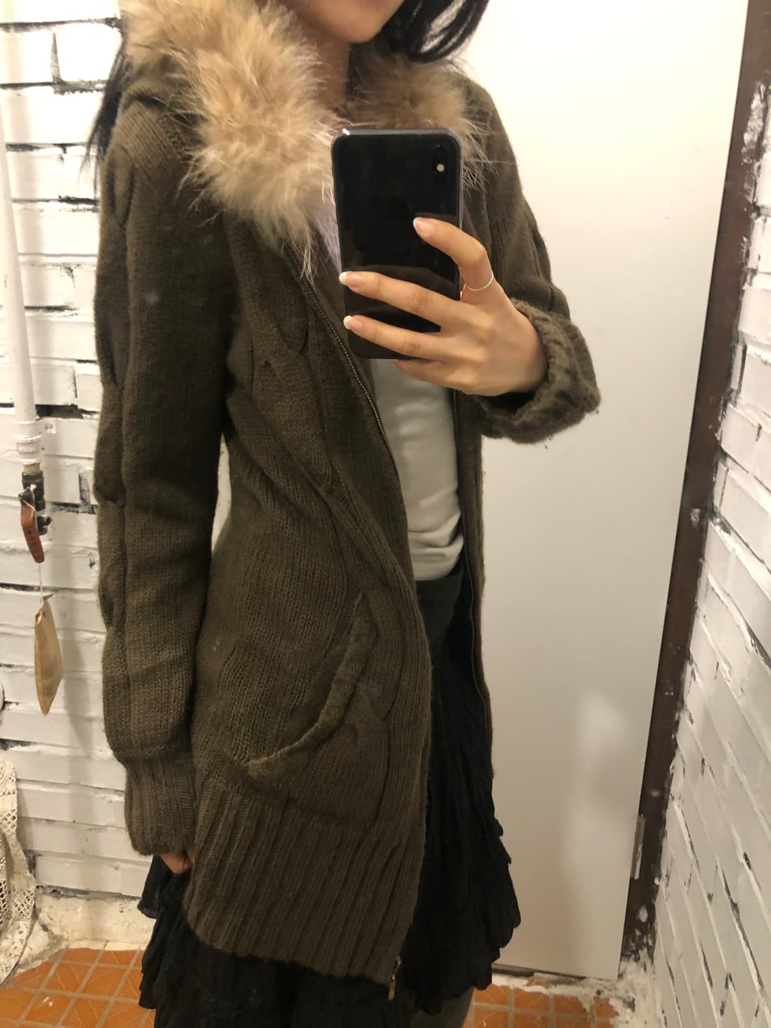 후드 퍼 니트 집업 상품이미지3