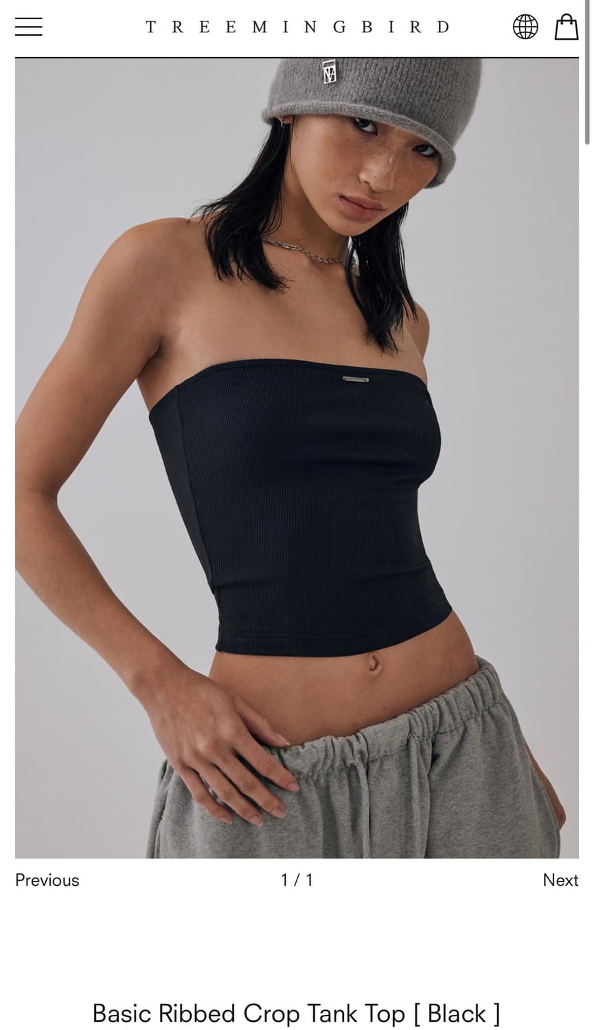 트리밍버드) Basic Ribbed Crop Tank Top BK F 상품이미지1