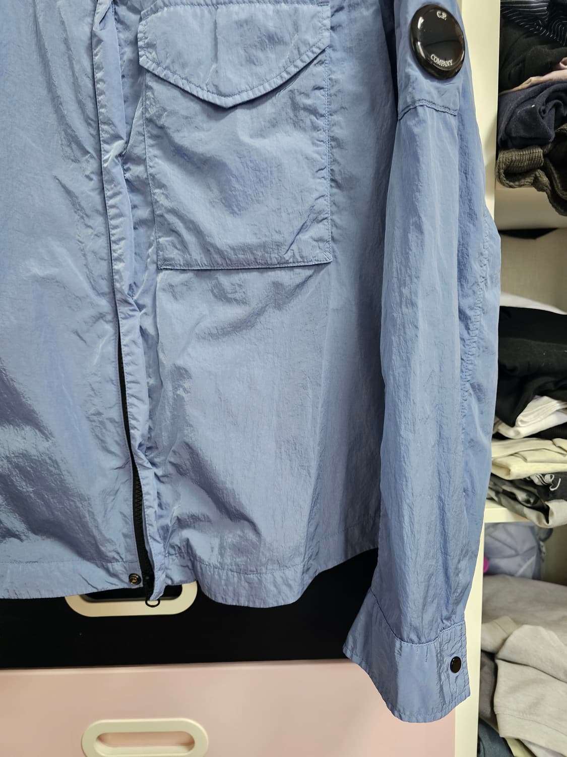 완전 새상품급 씨피 CP컴퍼니 크롬R 나일론 셔츠 자켓 파란색 팔아요~~ 상품이미지3