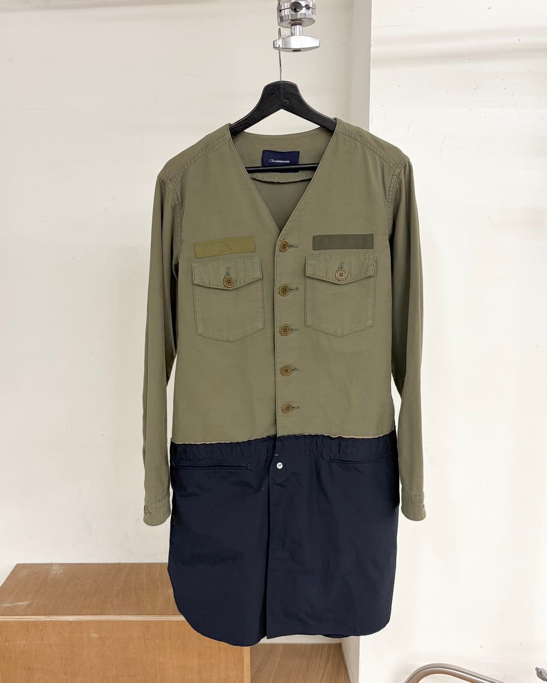 존 언더커버 카키 네이비 배색 도킹 롱자켓  상품이미지1