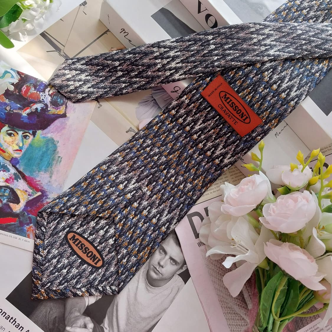 미쏘니 실크 블랙 믹스 패턴 넥타이 9.3cm S~A+등급 K2473
 상품이미지5