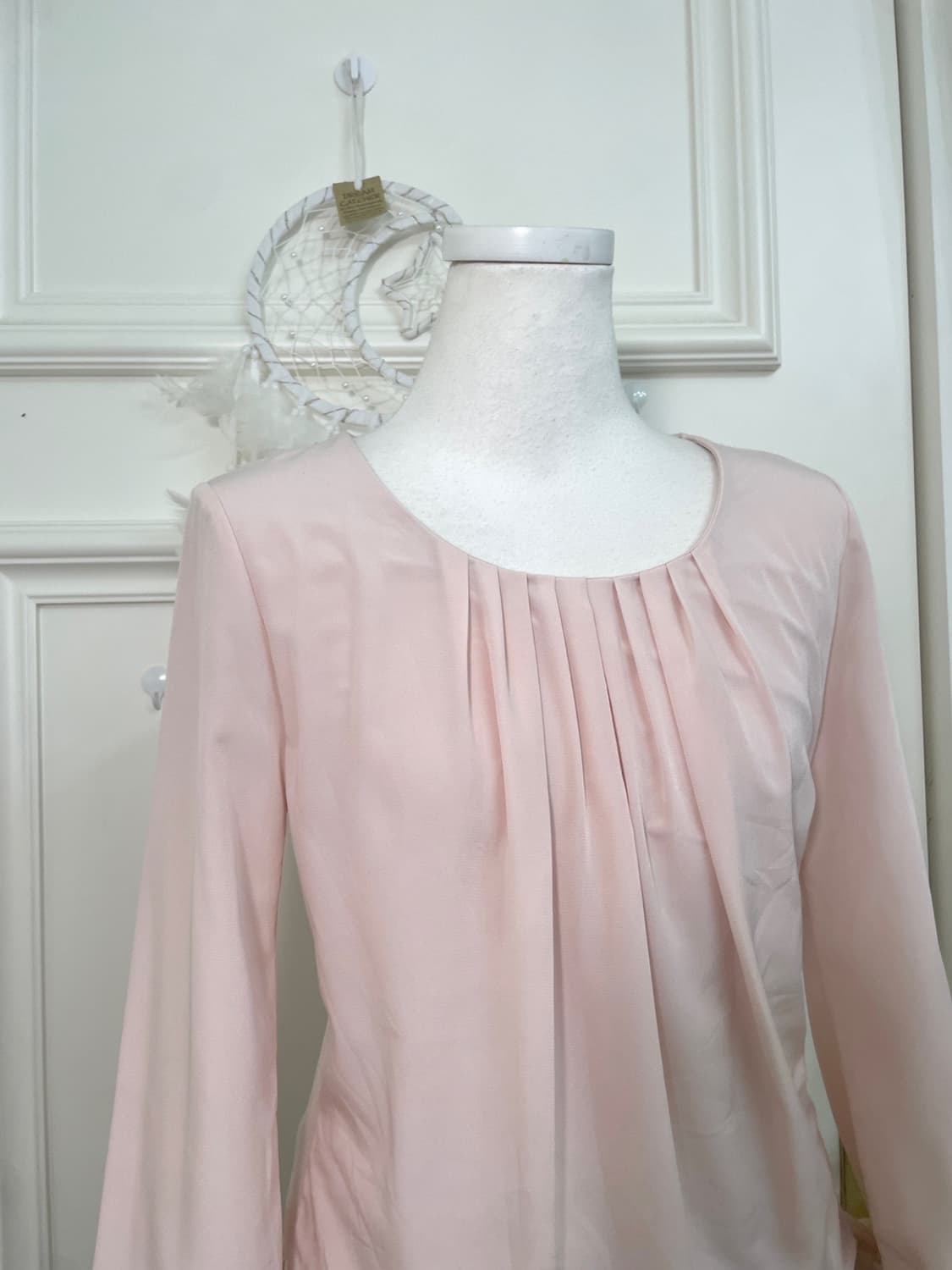 sheer pink pleats blouse top(size-36) 상품이미지6