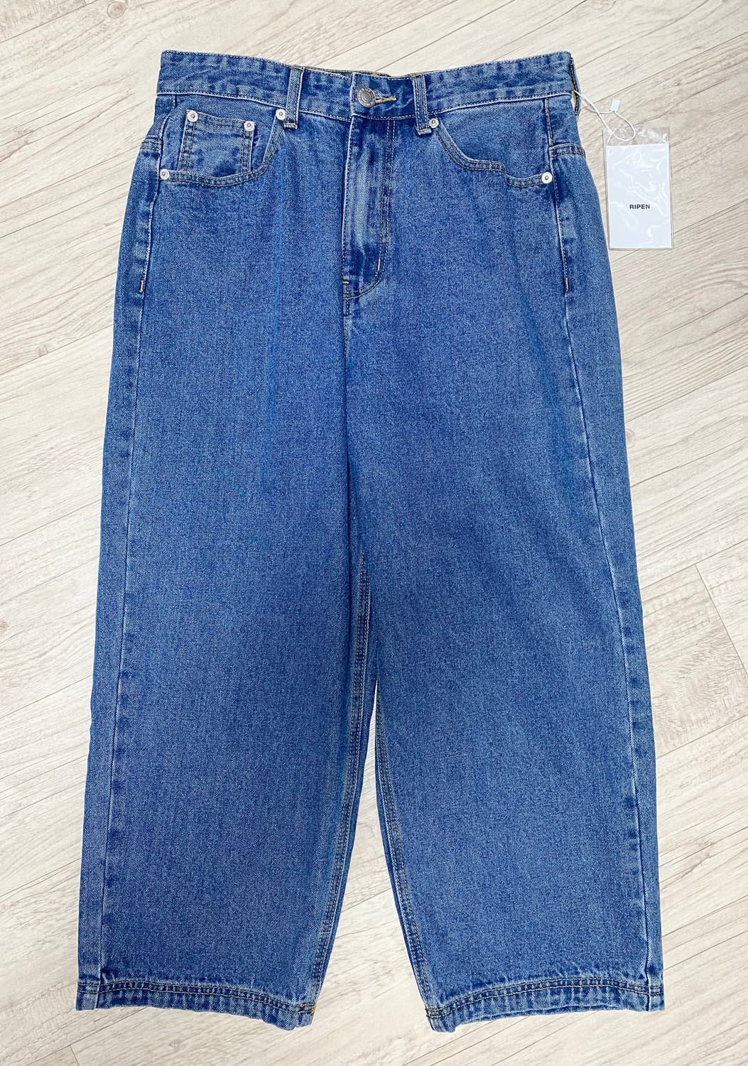 [2] RIPEN 리펜 와이드 크롭 데님 중청 상품이미지1