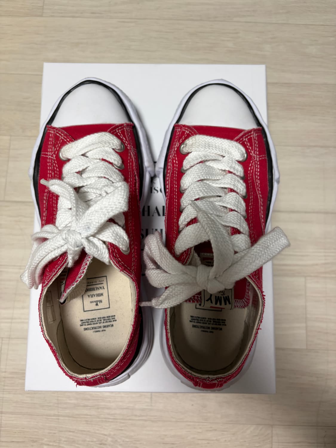 [판매] 메종 미하라 야스히로 피터슨 OG 솔 캔버스 로우 스니커즈 레드 상품이미지2