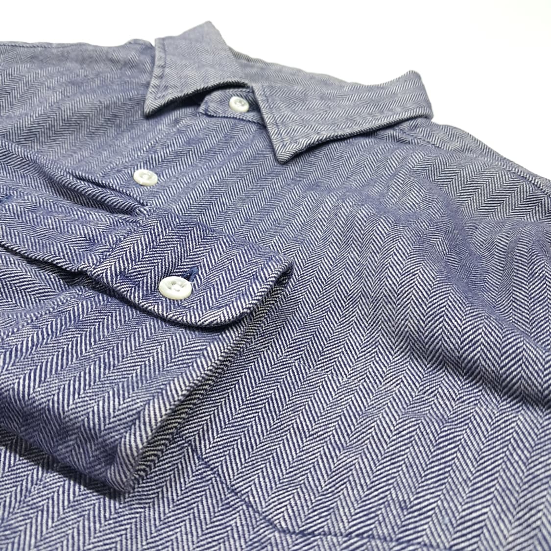 CL798 M 폴로 90s 홍콩판 헤링본 로얄네이비 셔츠 남방 상품이미지4