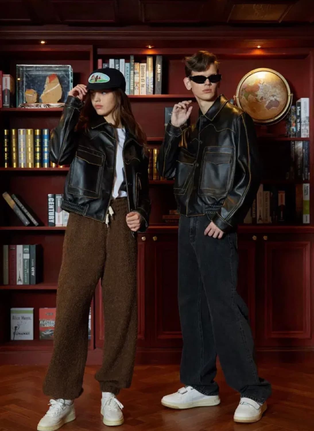 stu 커브드 레더자켓 블랙 상품이미지1