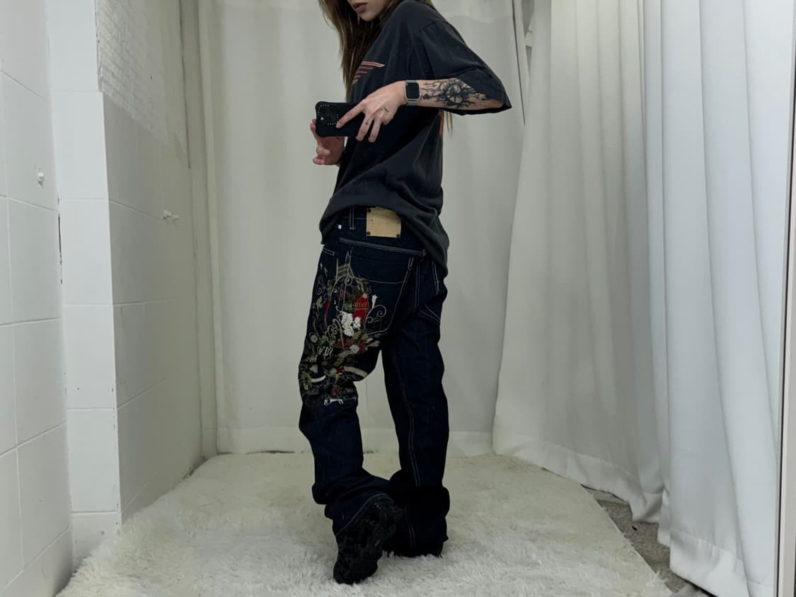 블러드 로즈 자수 스티치 데님 진  상품이미지1