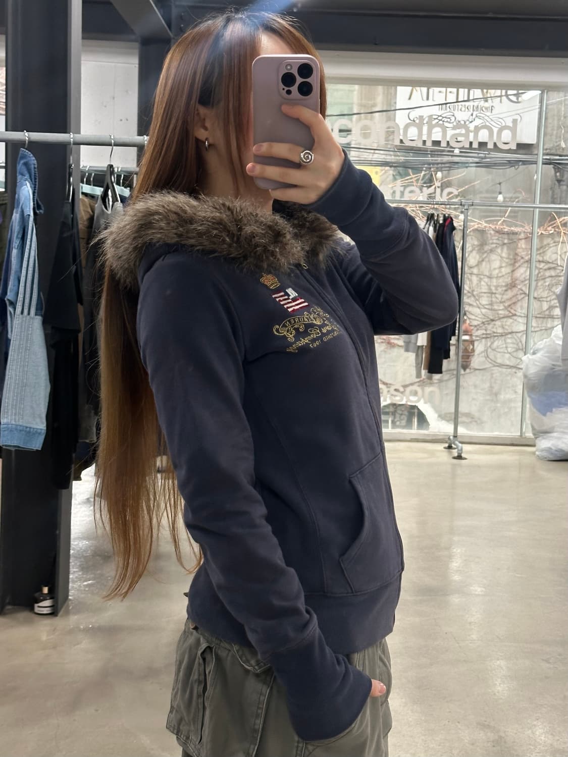 폴로 진스 성조기 크라운 퍼후드울프죠 후드집업 상품이미지5