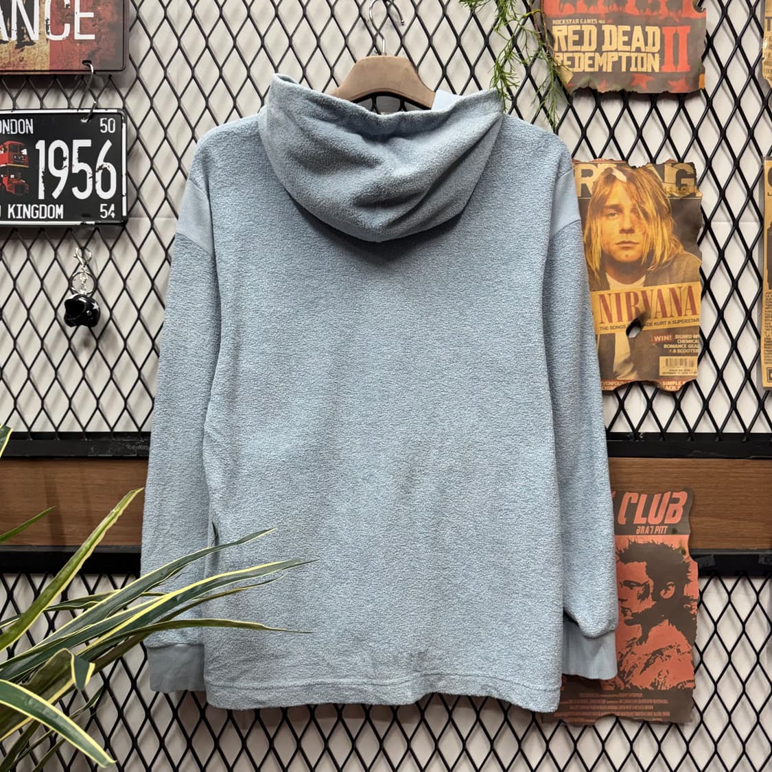 푸마 테리 후리스 후드 집업 전면 로고 포인트 스카이블루 상품이미지2