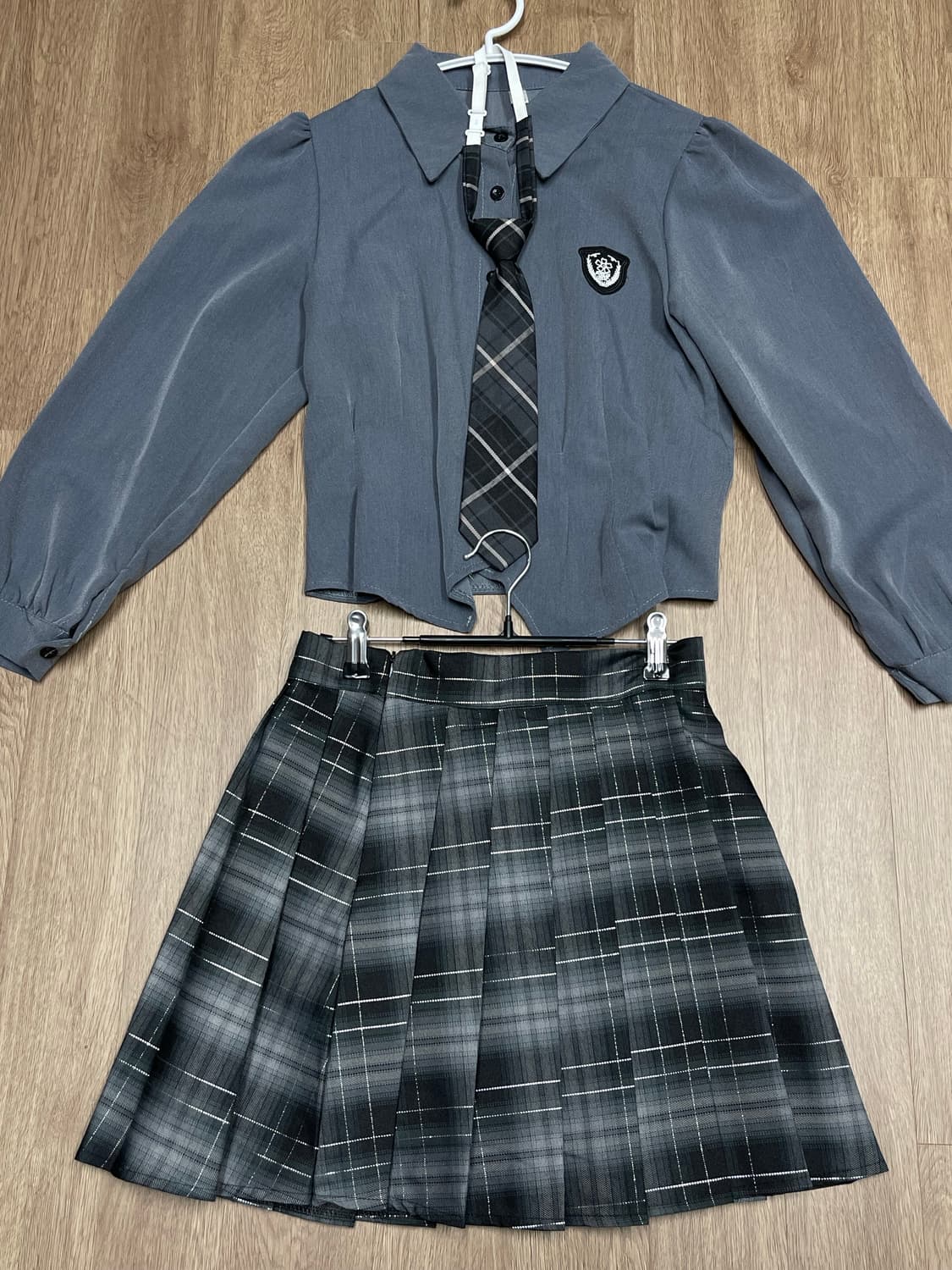 프레피룩 교복 셔츠 + 스커트 세트 상품이미지1