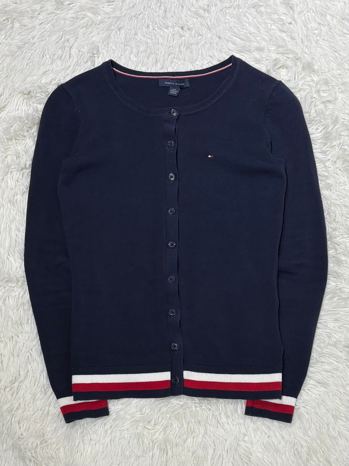 타미힐피거 네이비 딱붙핏 라운드 가디건 상품이미지4