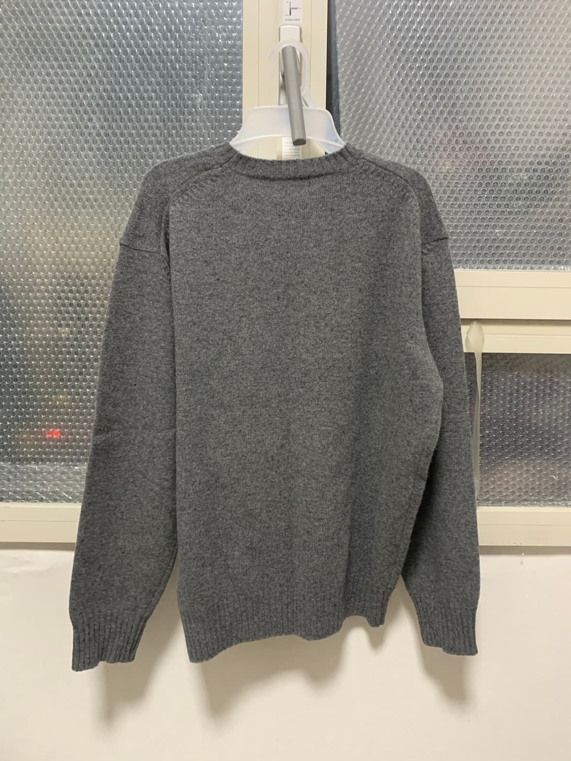 (L) 유니온블루 캐시미어 울 크루넥 니트 멜란지 그레이 상품이미지2