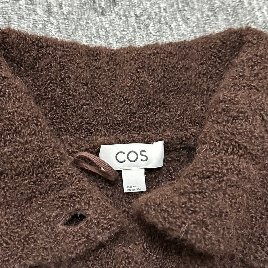 Cos 코스 스프레드 칼라 텍스처드 알파카 가디건 다크브라운 상품이미지6