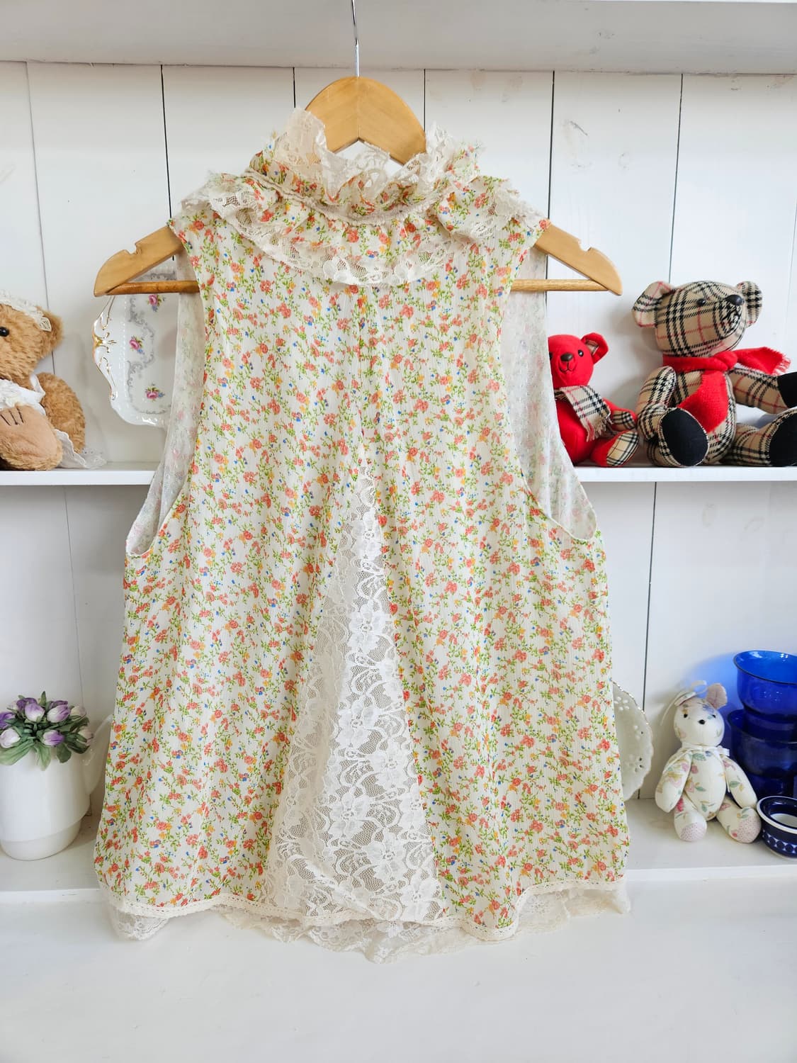 (axes femme) 플라워 레이스 레이어드 베스트 상품이미지4