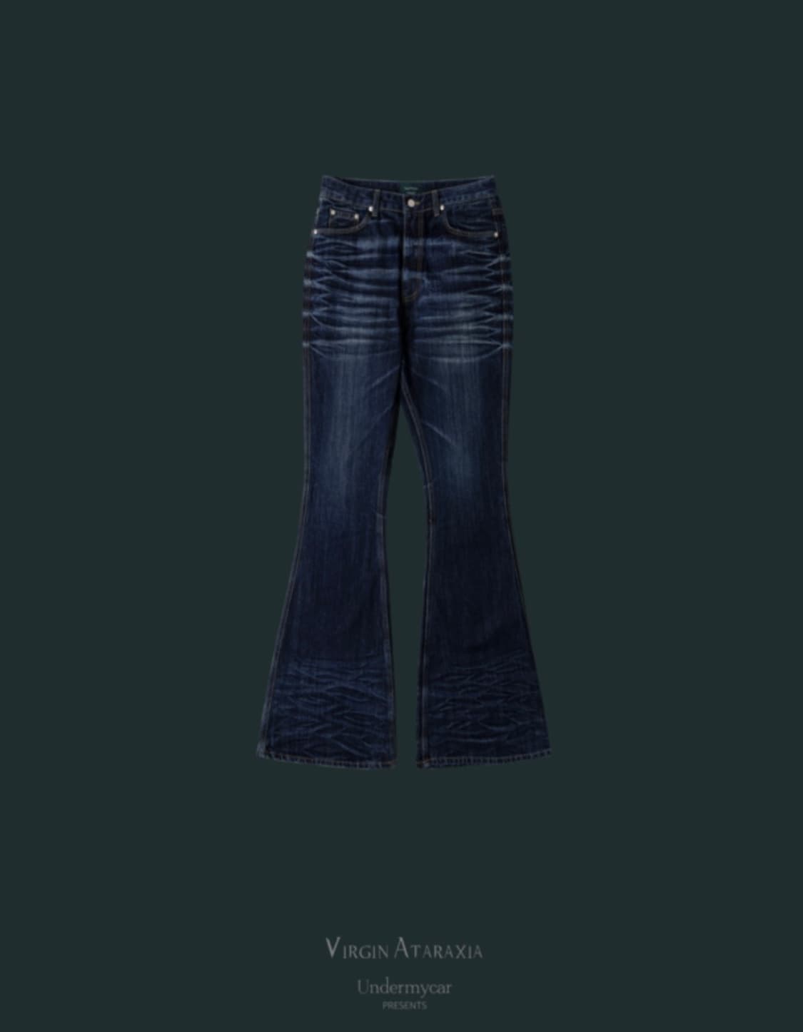 [1] 언더마이카 주름 플레어진 청바지 인디고블루 상품이미지3