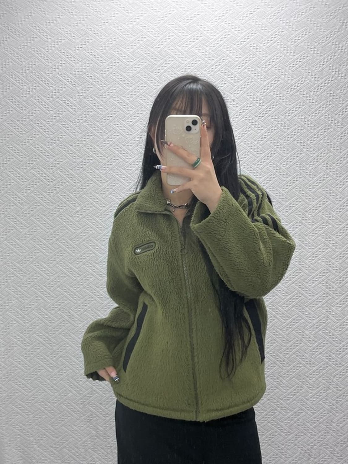 아디다스 올드스쿨 쉐르파 올리브 카키 후리스 S C07890 상품이미지2