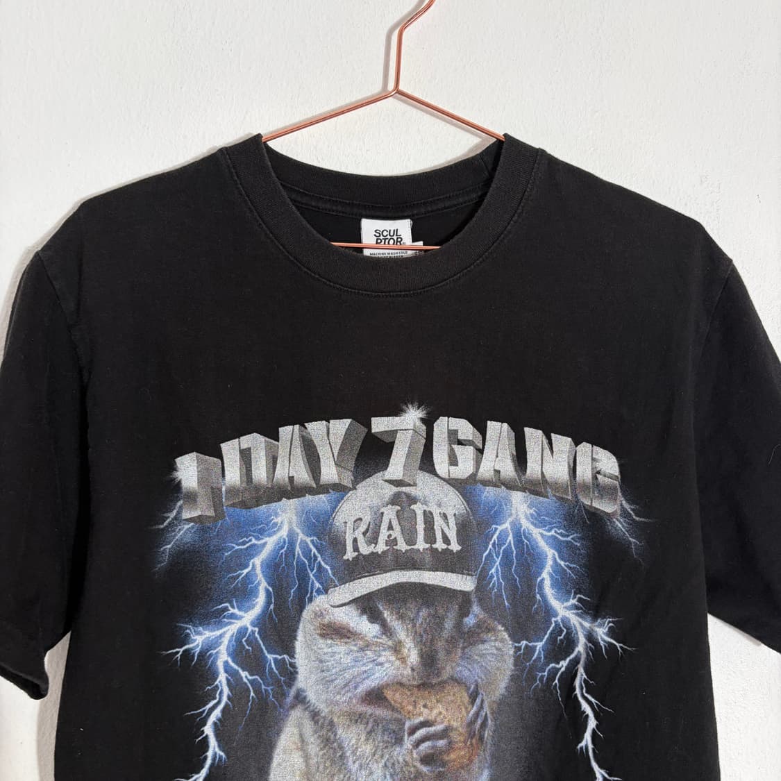 스컬프터X깡 콜라보 다람쥐 반팔 티셔츠 블랙(S) 상품이미지3