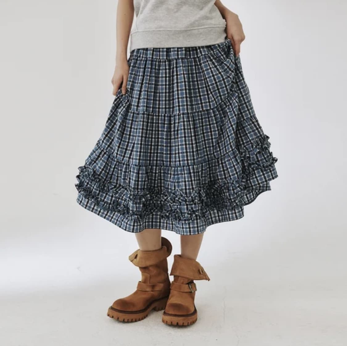 플리즈프로젝트 Middle Frill skirt blue 상품이미지1
