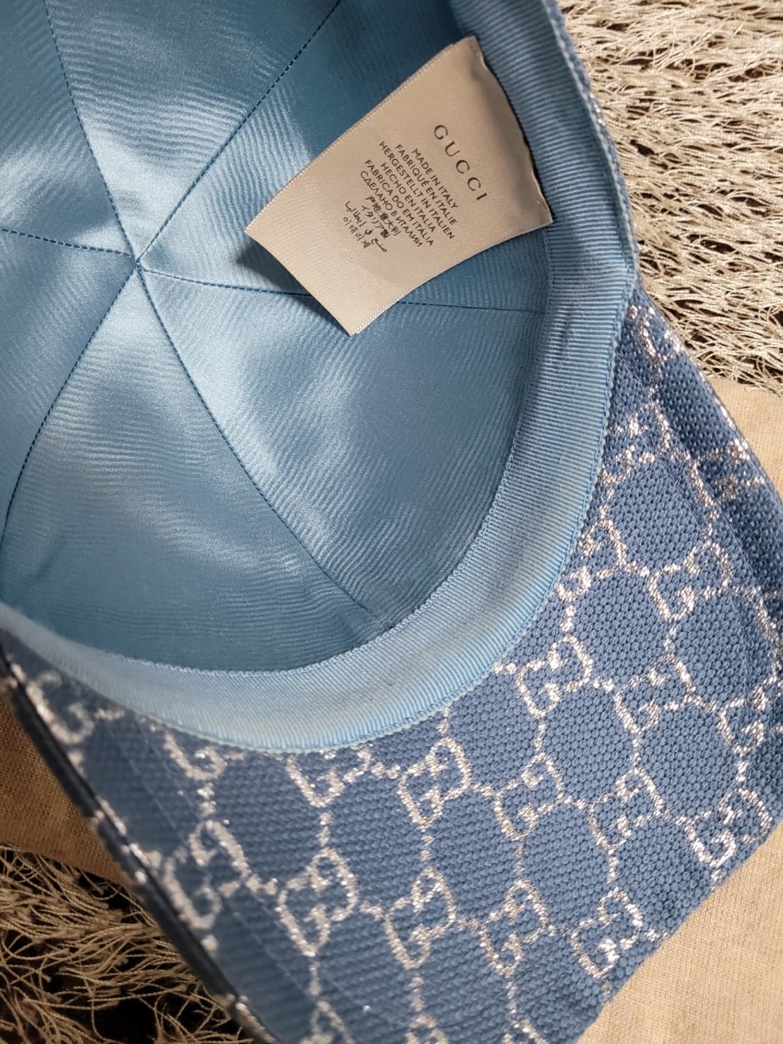 구찌 블루 글리터 GG 모노그램 볼캡모자 M 상품이미지6