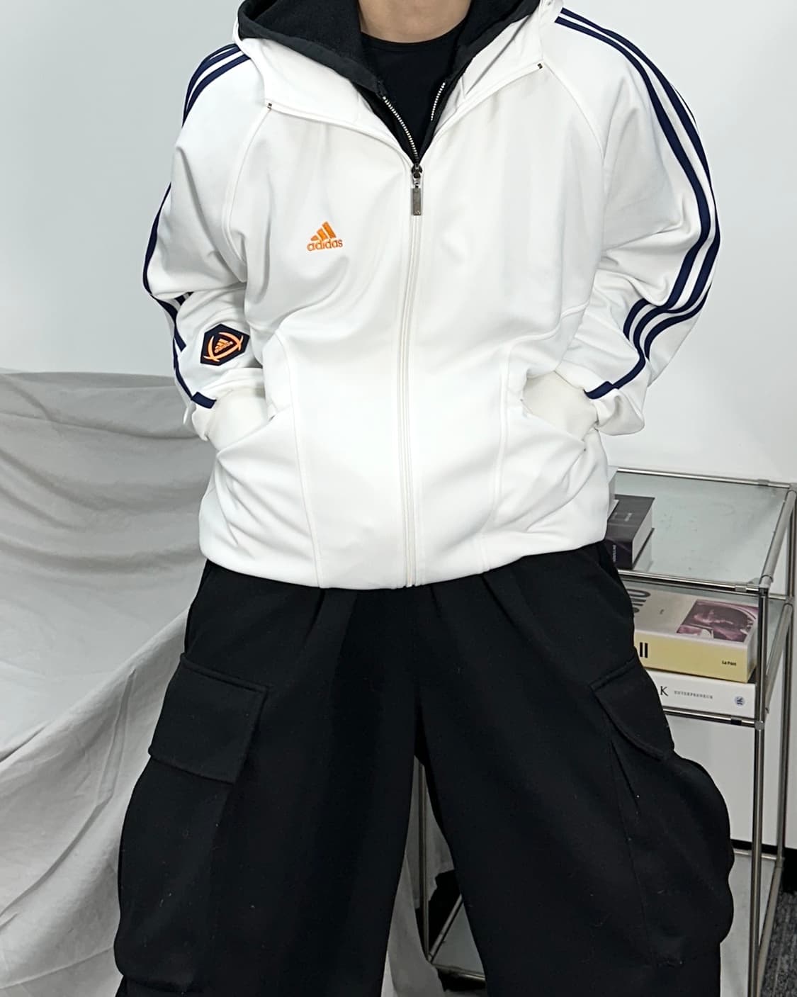 아디다스 풋볼 화이트 후드 트랙탑 져지 110 상품이미지3