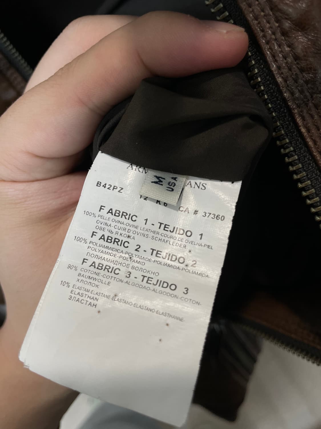 (M) Armani Jeans 아르마니 진스 브라운 투웨이 양가죽 패딩 상품이미지10