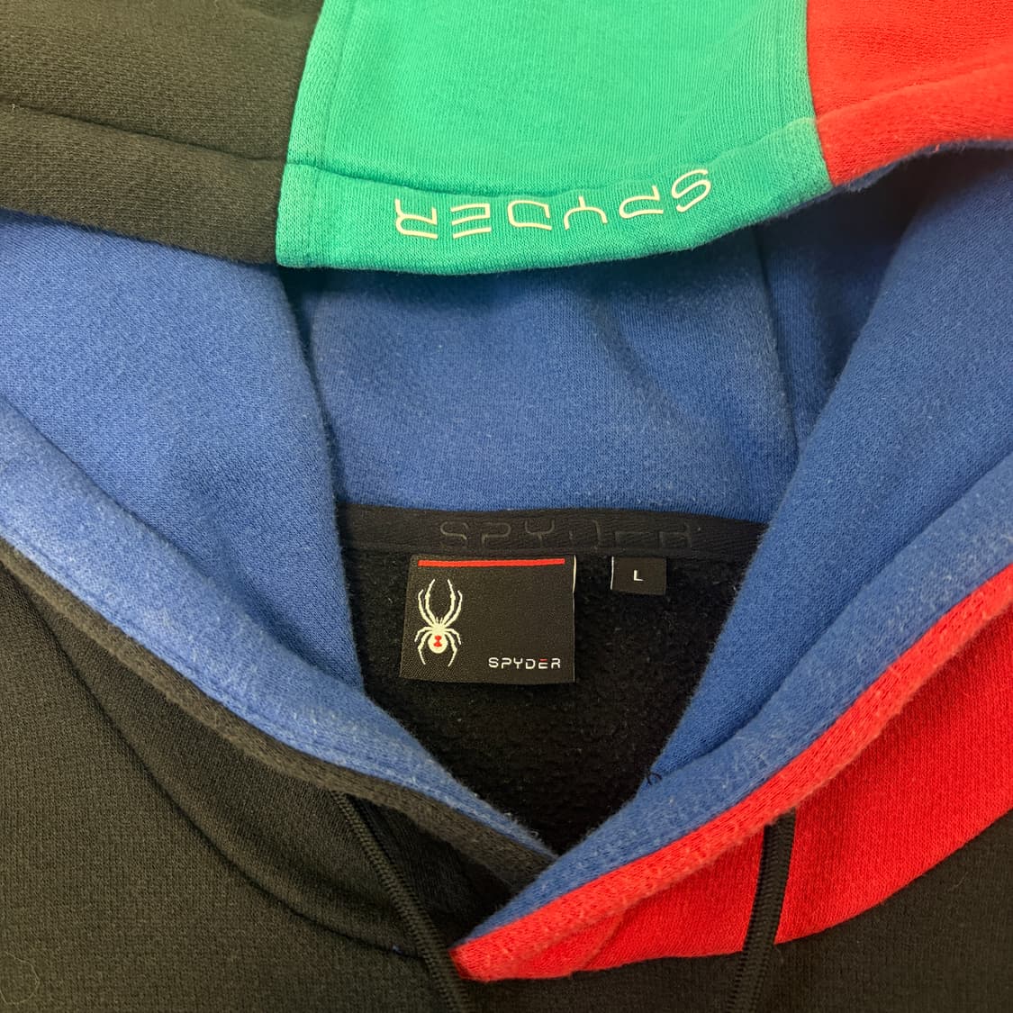 스파이더 컬러블럭 기모 후드 맨투맨 상품이미지4