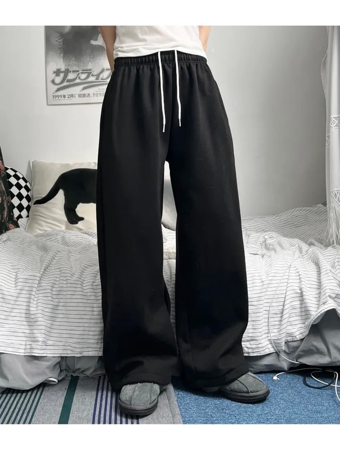 오피엠(OPM) 벌룬 와이드 스웻팬츠 블랙 색상 XL 상품이미지3