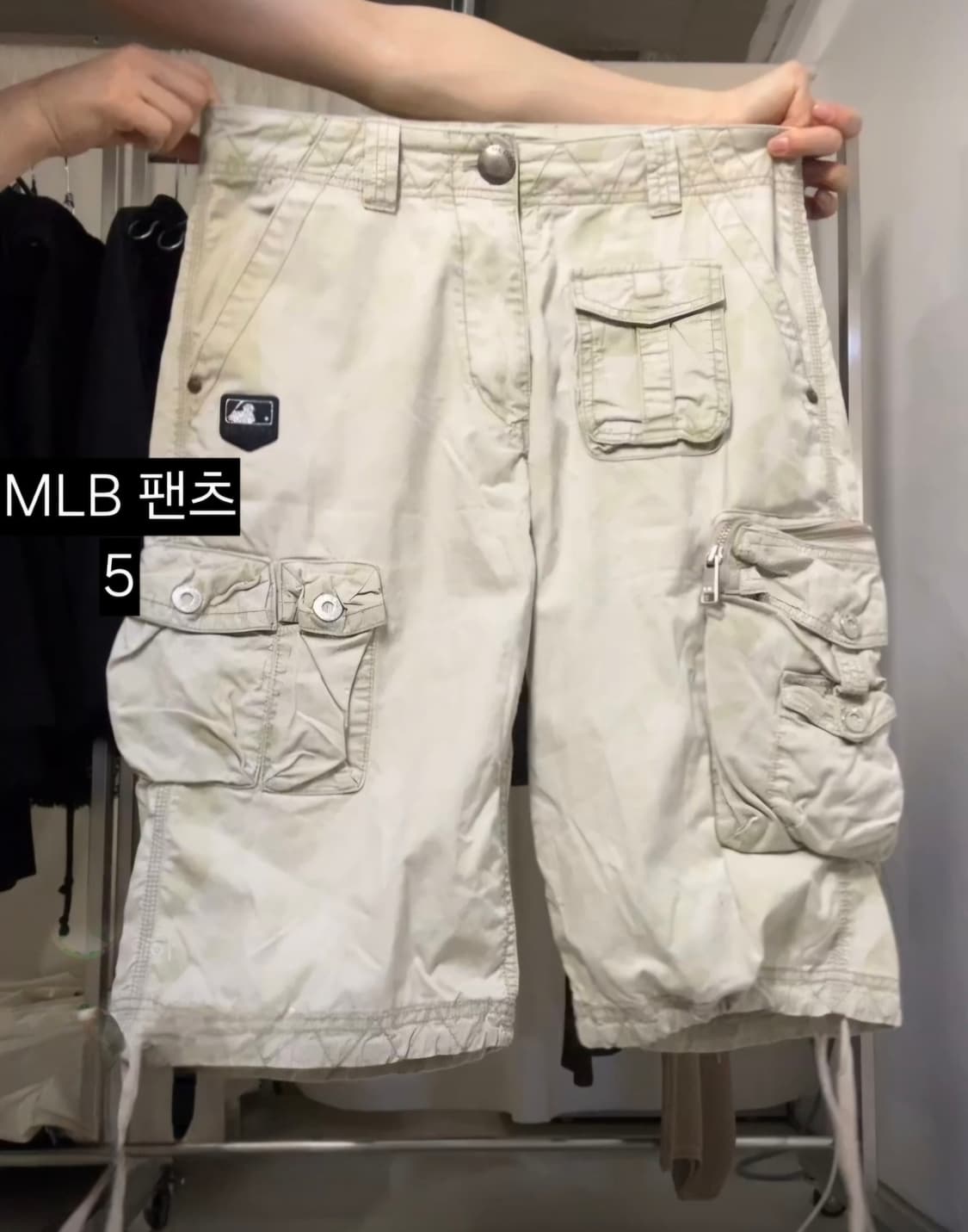 빈티지 MLB 아이보리 베이지 밀리터리 카고팬츠 카프리팬츠 상품이미지1
